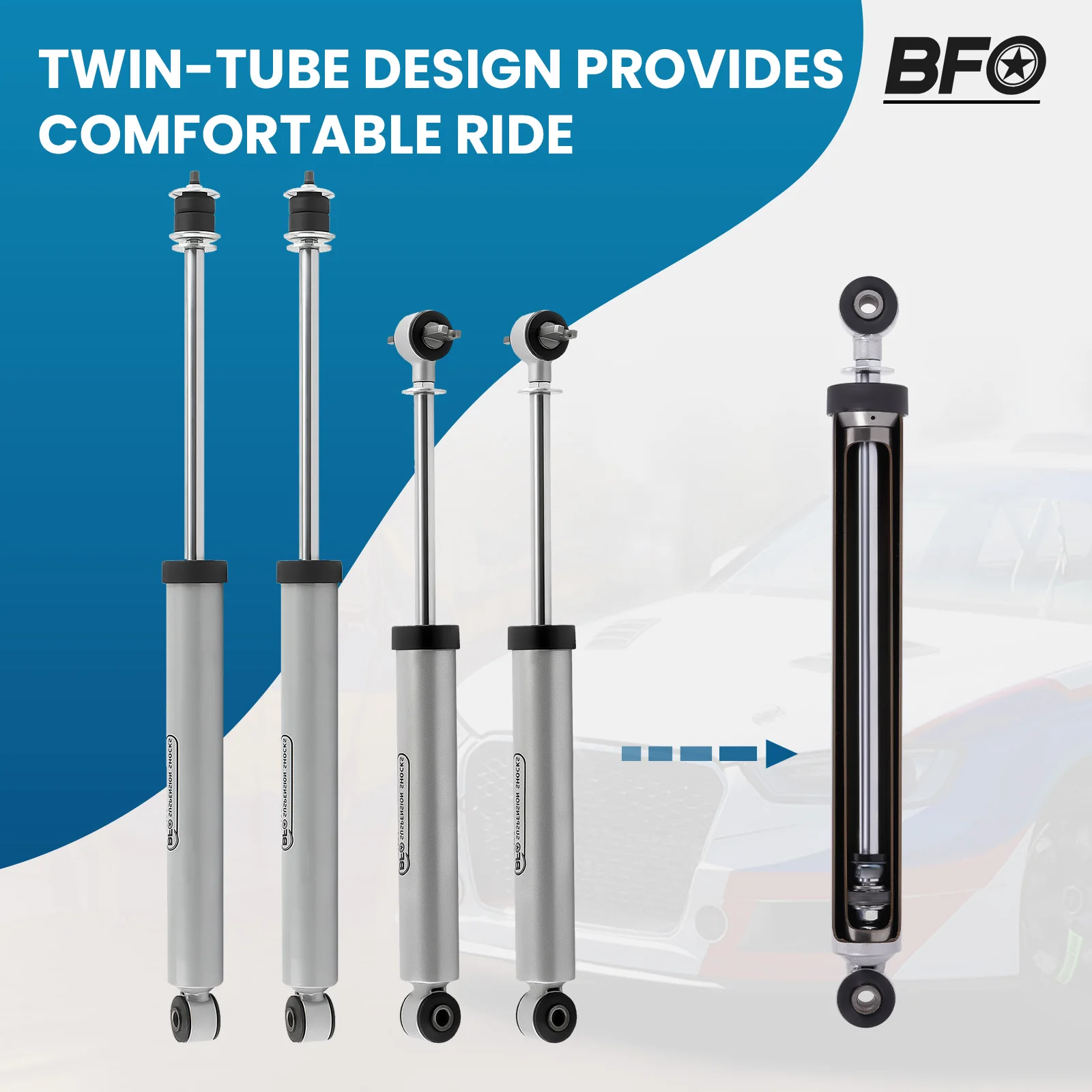 

5 Pcs Front & Rear Shock Set for Jeep Wrangler JK 2007-2018 Fit 3-4.5" Lift Front Rear 3-4.5" Lift Shock Absorbers Set
