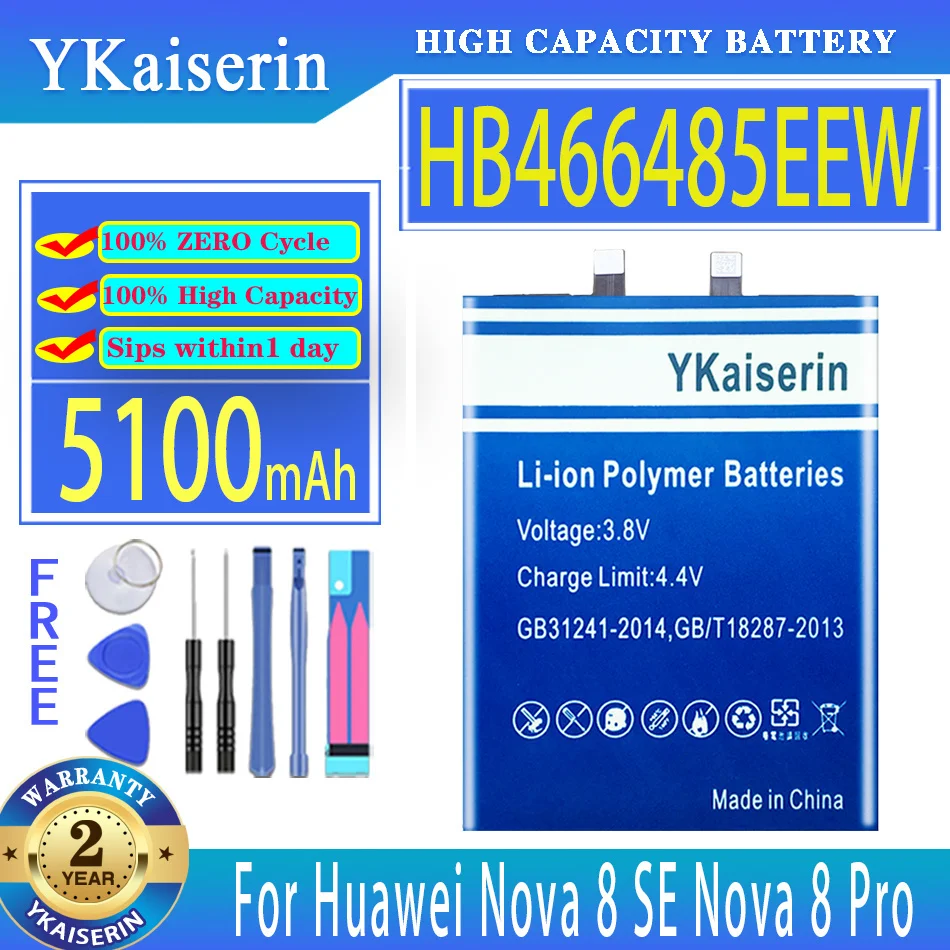 

YKaiserin 5100mAh Replacement Battery HB466485EEW For Huawei Nova 8 Pro Nova8 Pro Nova 8SE Nova8 SE Mobile Phone Batteries