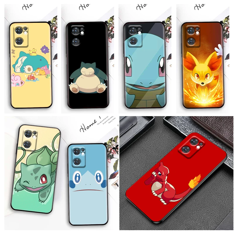 

Cute Cartoon Pokémon Art Phone Case For OPPO Reno8 7 6 5 4 2 Z Lite Pro Plus SE 4G 5G Black Soft Fundas Silicone Cover Capa