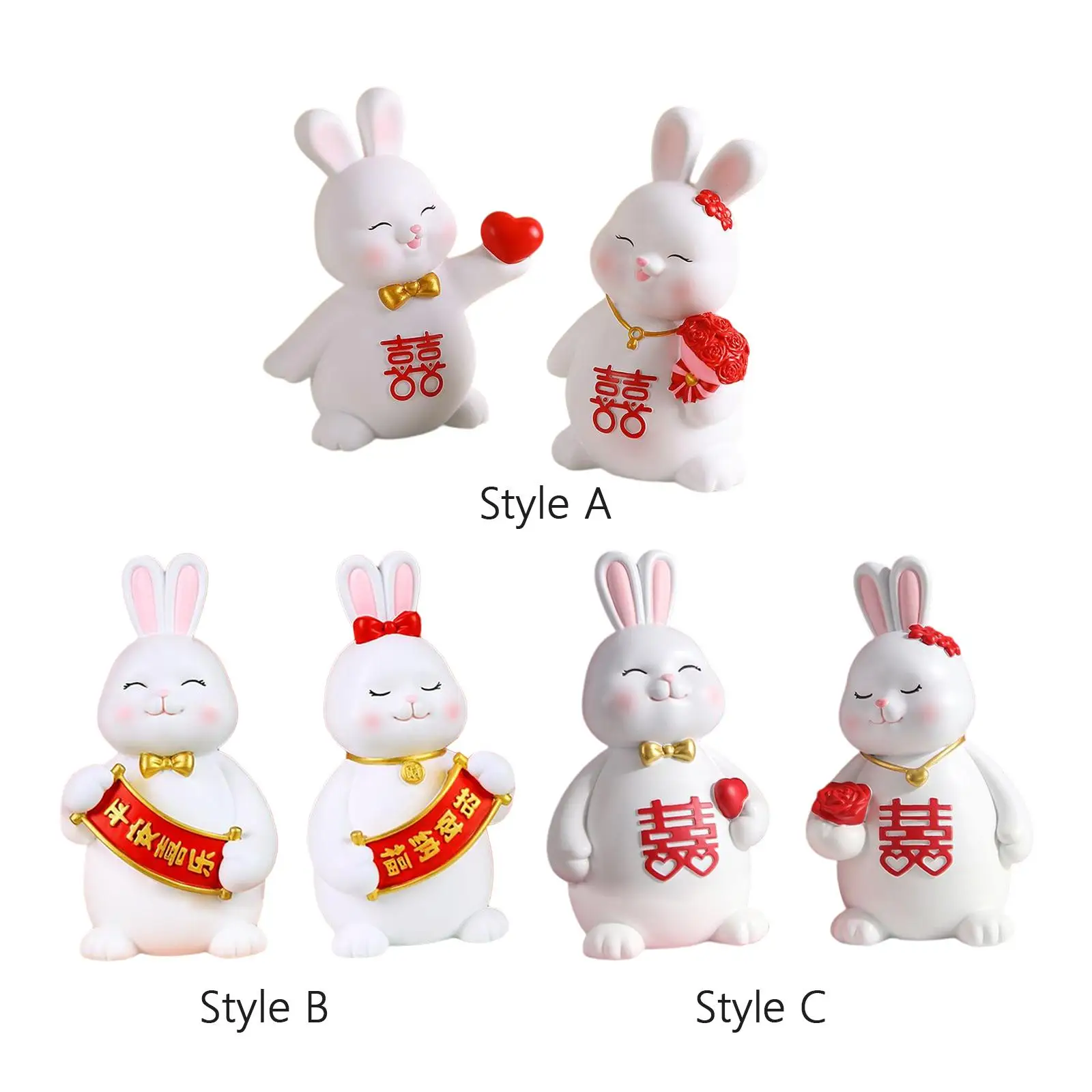 

Couple Rabbit Ornament bunny Statue for Garden Patio Desktop Ornament