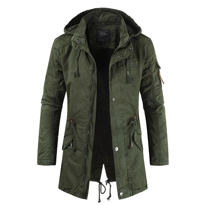 

Clothing Wide Hooded Jacket Casual Jacket Uniform Green Windbreaker Men's 2021jacket Army Coat Coat Waist Cotton Men's Military