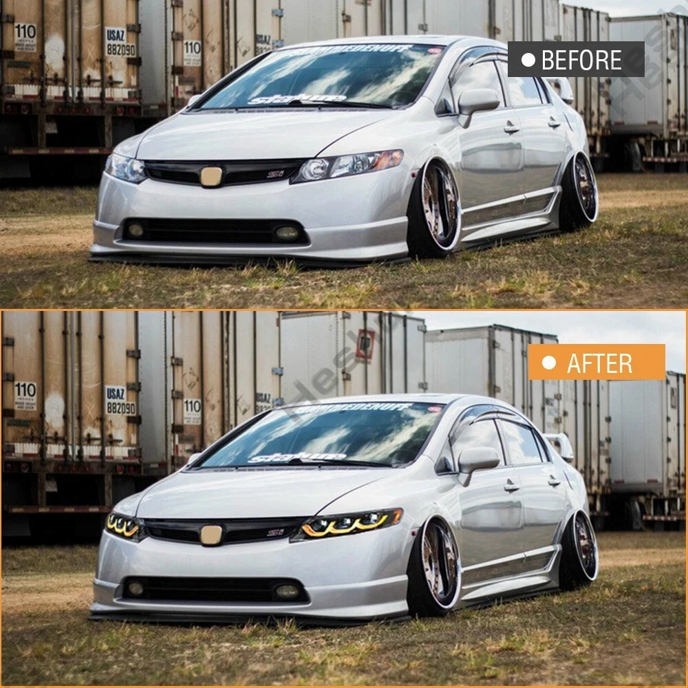 Фото Пара светодиодных фар для Honda Civic Sedan FA1 FA2 4DR 8th 2006-2011 Фара в сборе Передние фары Поворотник DRL Фара №2