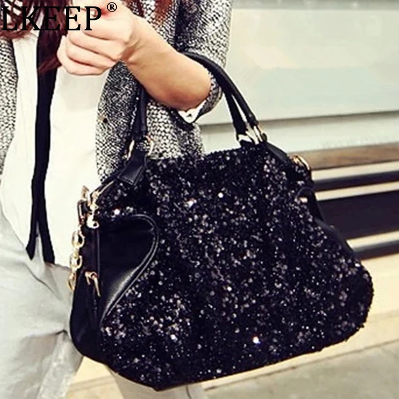 

2022 New Women's Bag PU Leather Ladies Shoulder Bag Sequined Patent Leather Bag Casual Wild Hand Ladle Shoulder Bag Women