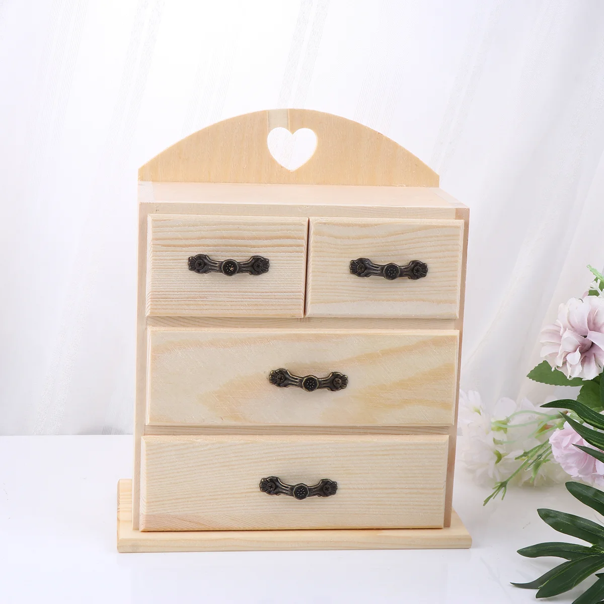 

Box Jewelry Storage Wooden Unfinished Wood Boxes Drawer Stash Container Necklace Tray Tea Diy Ring Makeup Gift Case Earring