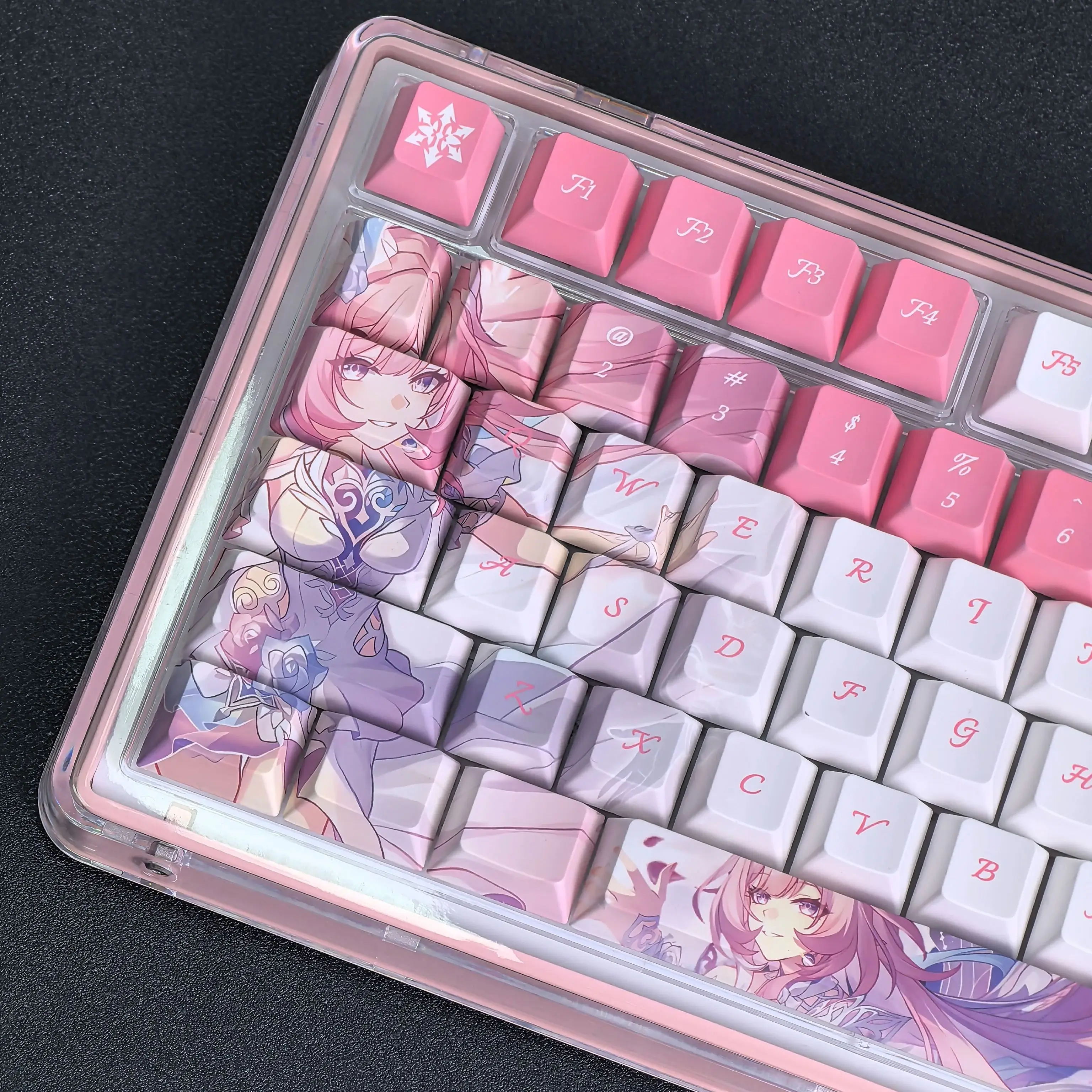 Фото Колпачки для клавиш MAIMOOO Honkai Cyrene Pink Cherry Pbt в стиле аниме/манги Aulaf75/F99, колпачки для клавиш на заказ, 124 клавиши №4