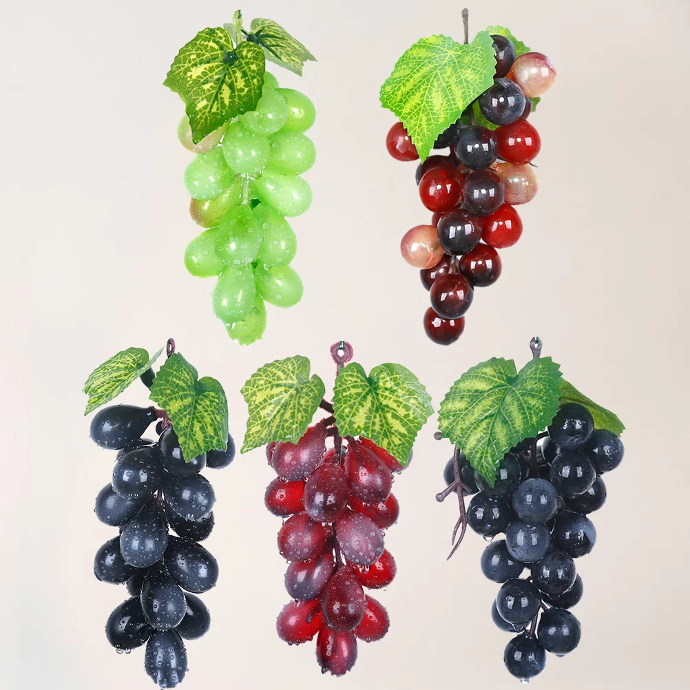 

5 Pcs Artificial Fruit Simulation Fruit Frosted Fake Grapes Cabinet Ornament Simulation Grapes Fruit