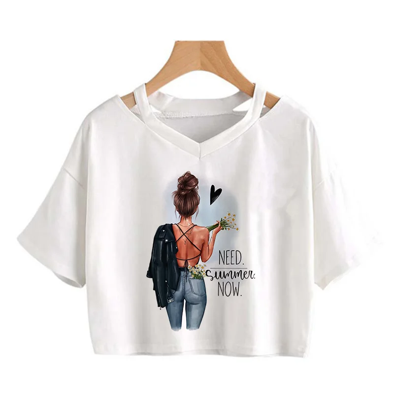 

Crop top 2022 Lady T Shirt Kawaii Harajuku Women Ullzang Cute T-shirt Grunge Aesthetic Graphic Ladies Tshirt 90s