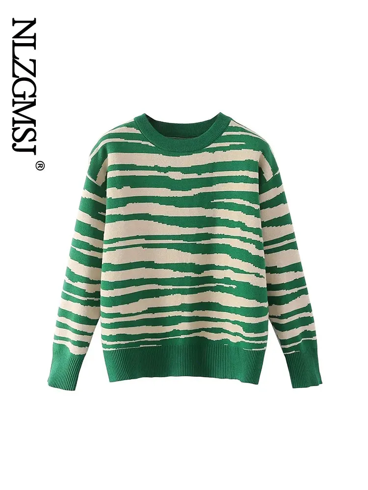 

Nlzgmsj 2022 Spring Autumn Casual Knitting Sweaters Women Top O Neck Striped Sweater Women Pullovers 202207