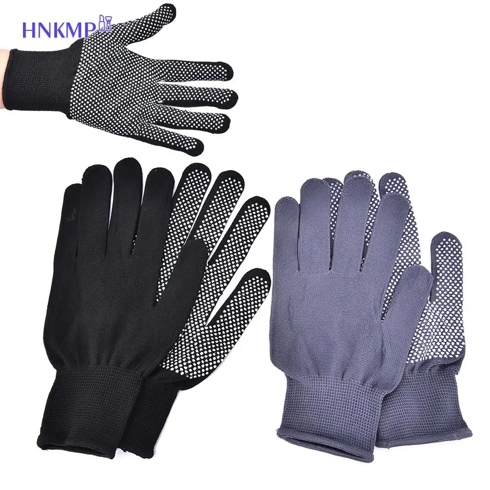 

2pcs Hair Straightener Perm Curling Hairdressing Heat Resistant Finger Glove Black Grey Color Thermal Styling Gloves