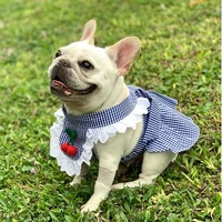 luxury dog dress springsummer pet clothes cotton checkerboard plaid cat and dog onesie various sizes french bulldog chihuahua