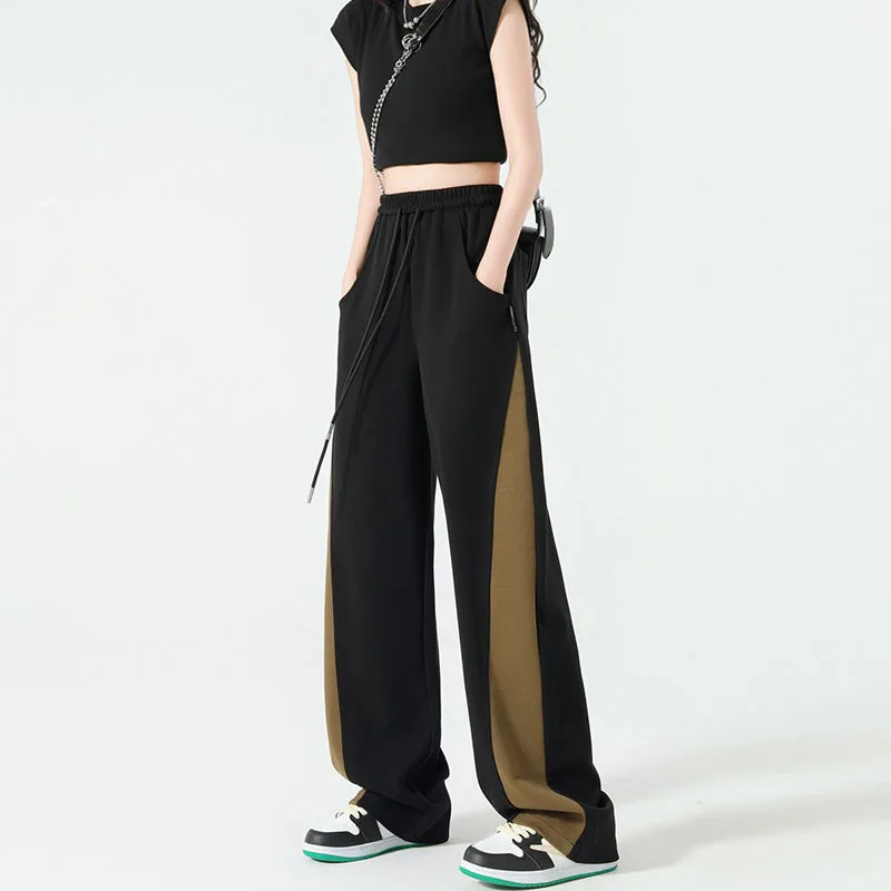 

Новинка лета 2023, модные облегающие брюки с высокой талией, женские прямые свободные повседневные брюки, облегающие брюки в Корейском стиле, уличная одежда