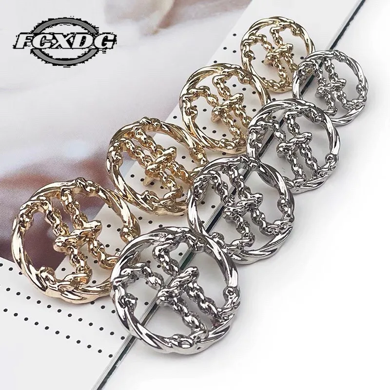 

10pcs/lot Fashion Hollow Metal Buttons for Clothing Sewing Material Sewing Accessories Silver Gold 20mm Snap Buttons for Coat
