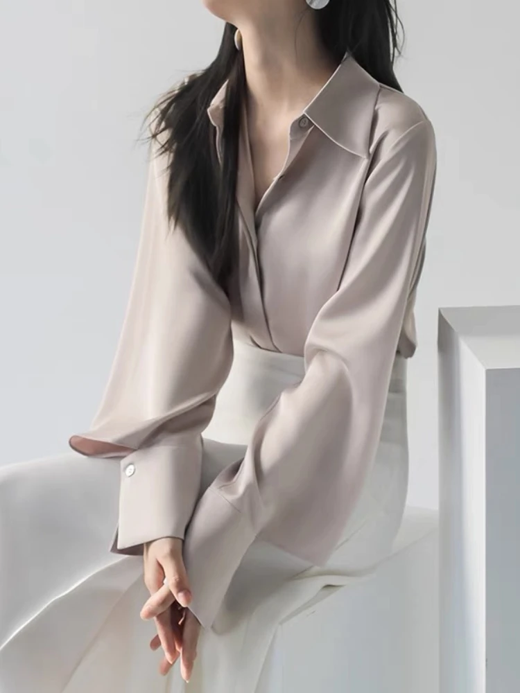 

Shirt Women's 2023 Korean Edition Popular Design Long Sleeve Silhouette Elegant Drop Sense Formal Occasion Commuter Women Shirt
