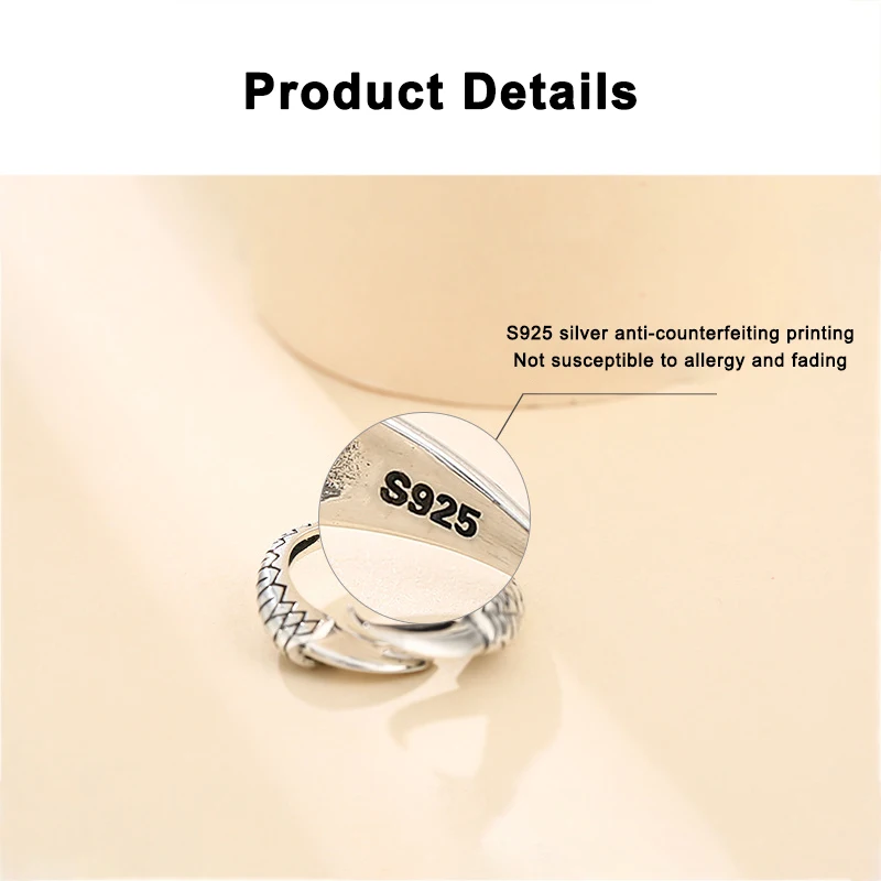 S925 Sterling Silver Vintage Adjustable Dragon Claw Eagle Claw Blank Ring Base For 8mm Cabochons Cameo Jewelry Making Accessorie