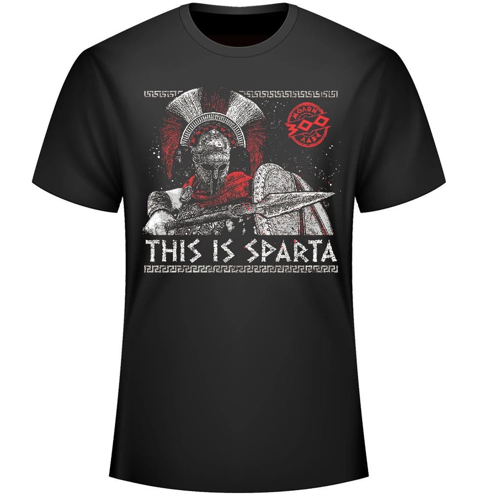 

This Is Sparta. Fashion Spartan Shield Spear Warrior Printed T-Shirt. Summer Cotton Short Sleeve O-Neck Mens T Shirt New S-3XL