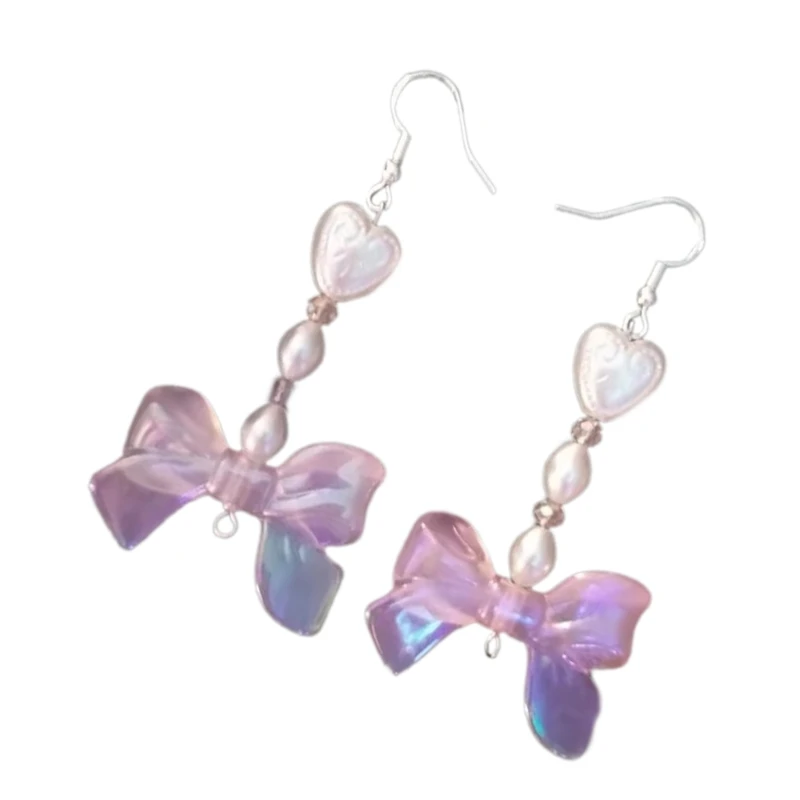 Прекрасные серьги-капли с клубничным бантом для свиданий и повседневной моды