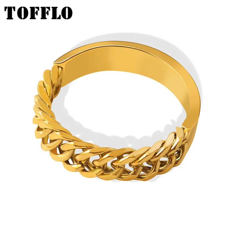 

TOFFLO Stainless Steel Side Chain Ring Personality Splicing Ring For Female BSA031