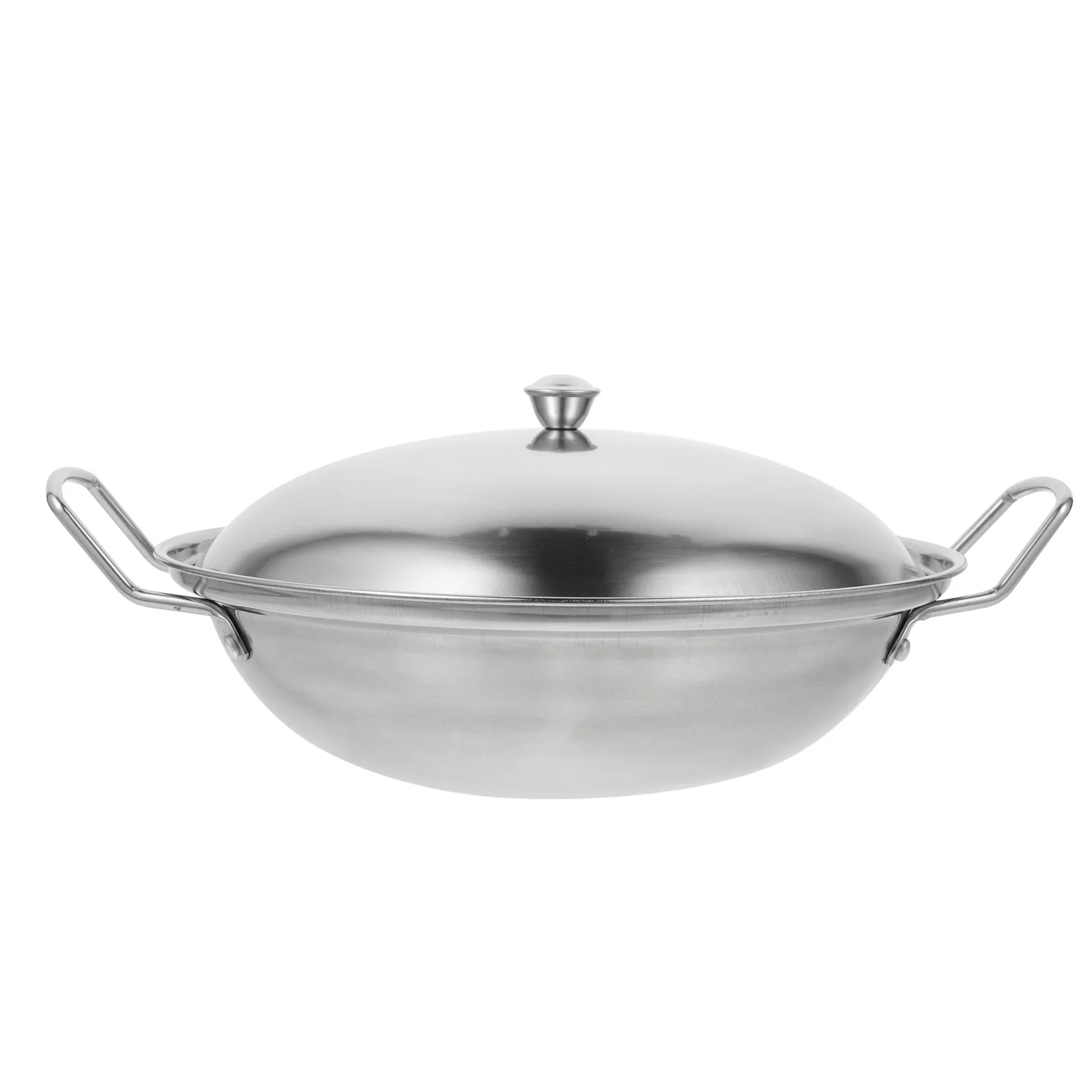 

Wok Pan Lid Chinese Cooking Pot Nonstick Bakeware Stainless Steel Frying Griddle Everyday Stove