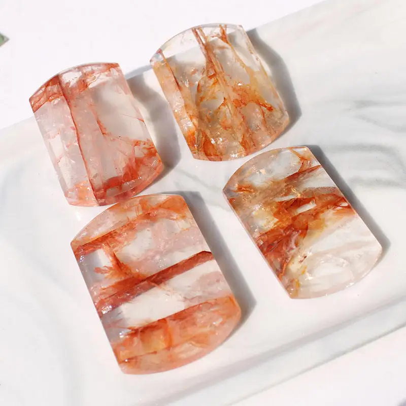 

Freeform Shaped Natural Red Fire Hematoid Quartz Crystal For Pendant