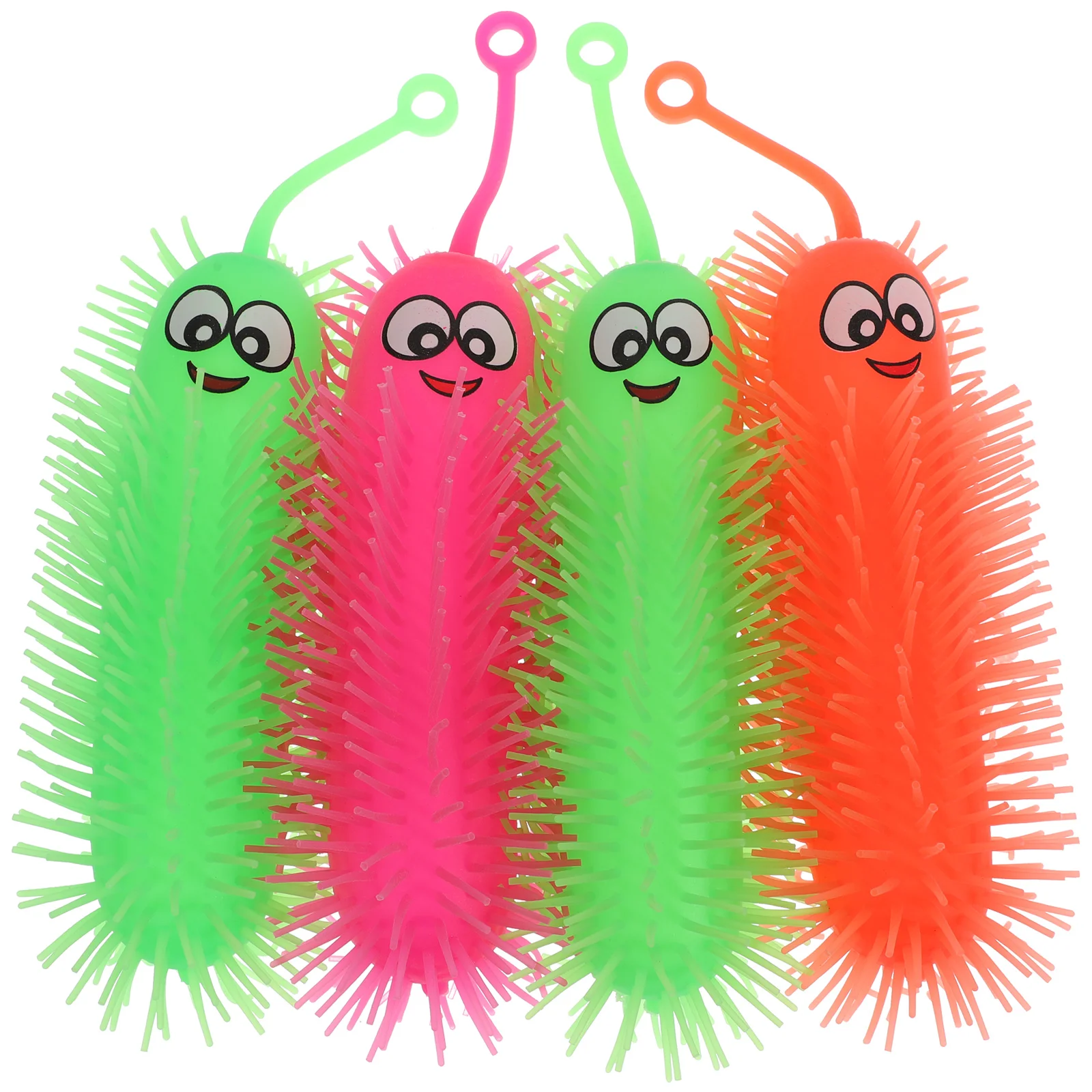 

4 PCS Caterpillar Toy Toddler Animal Toys Puffer Worm Stress Ball Air-Filled Rubber Hairy Light-Up Baby Child