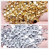 3mm 12mm gold platedsilver plated half round flat bottom abs imitation pearl net red nail art pearl diy handmade jewelry