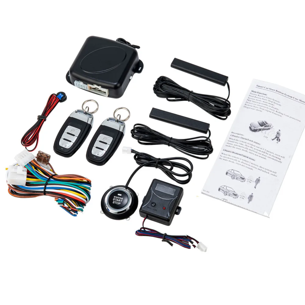 

3Sets Auto Passive Keyless Entry PKE Alarm System With Push Button Start Stop 12V In South American Market