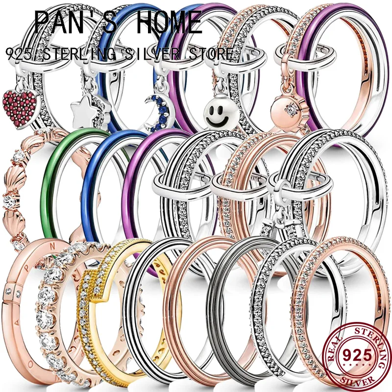 

New Hot 925 Sterling Silver Exquisite Wheel Of Destiny Shining Combination Original Women Pan Ring Women Gift Charm Jewelry