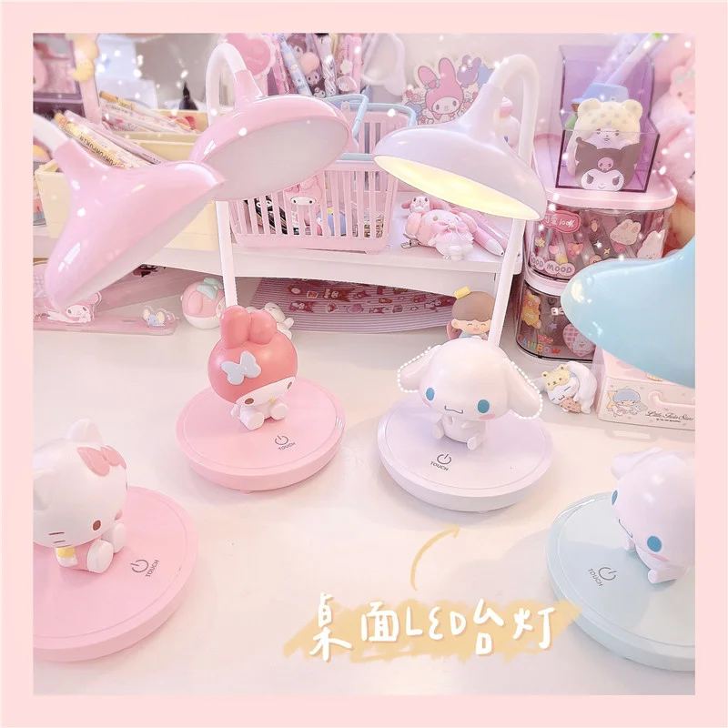 

Hello Kitty Sanrio Lamp My Melody Cinnamoroll Lamp Y2k Learning Writing Night Light Desk Accessories LED Anime Miffy Lamp