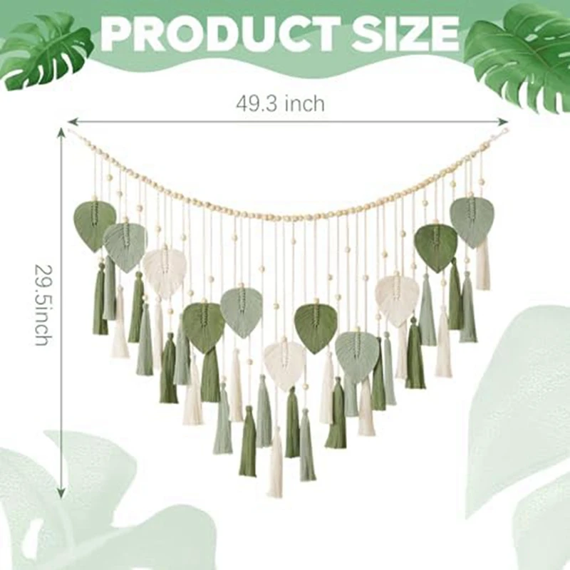 1 шт. макраме настенные подвесные листья-большие шикарные перья Boho Настенный