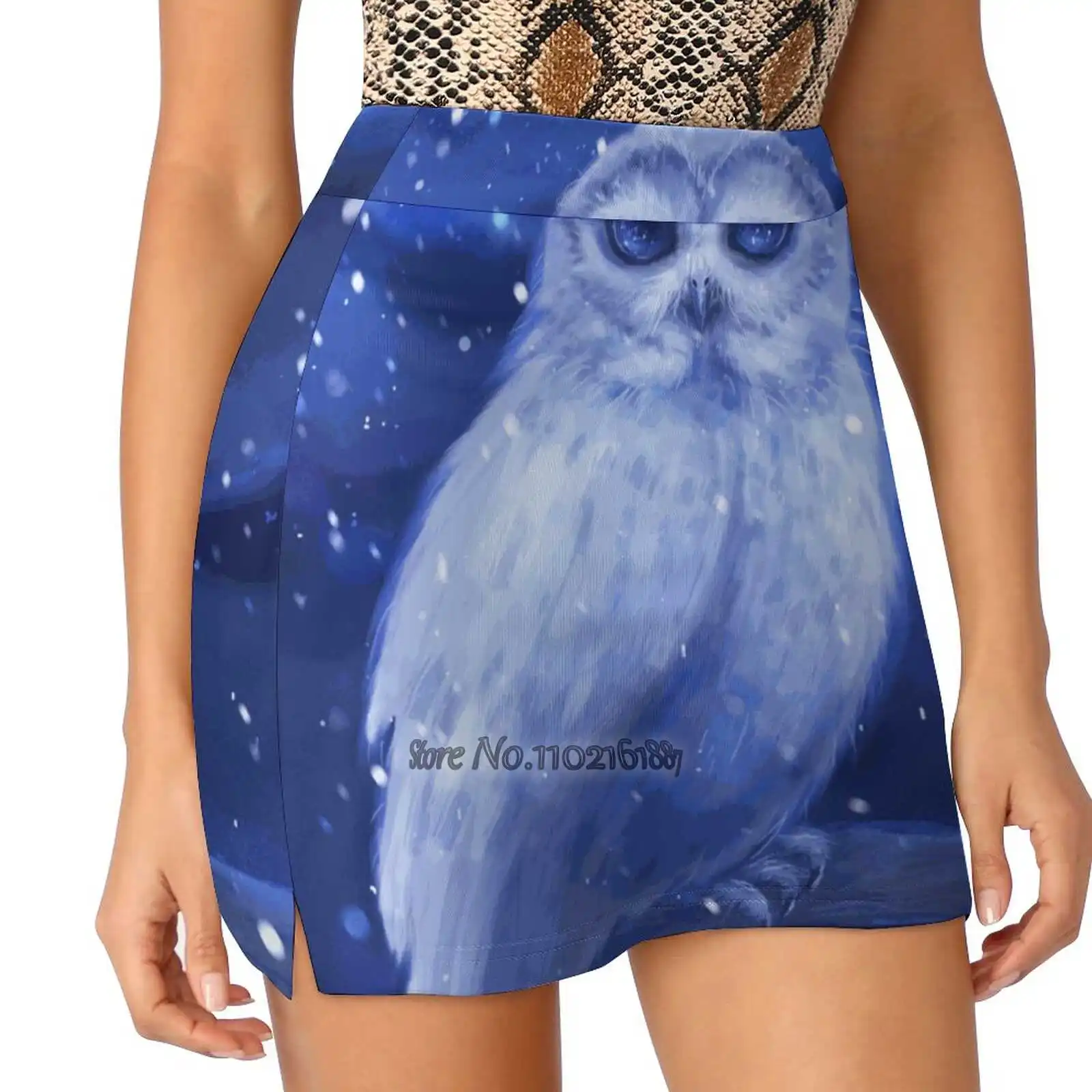

Зимняя женская мини-юбка в виде совы, двухслойные юбки с карманами, спортивные юбки для фитнеса и бега, милые красивые цифровые юбки с рисунк...