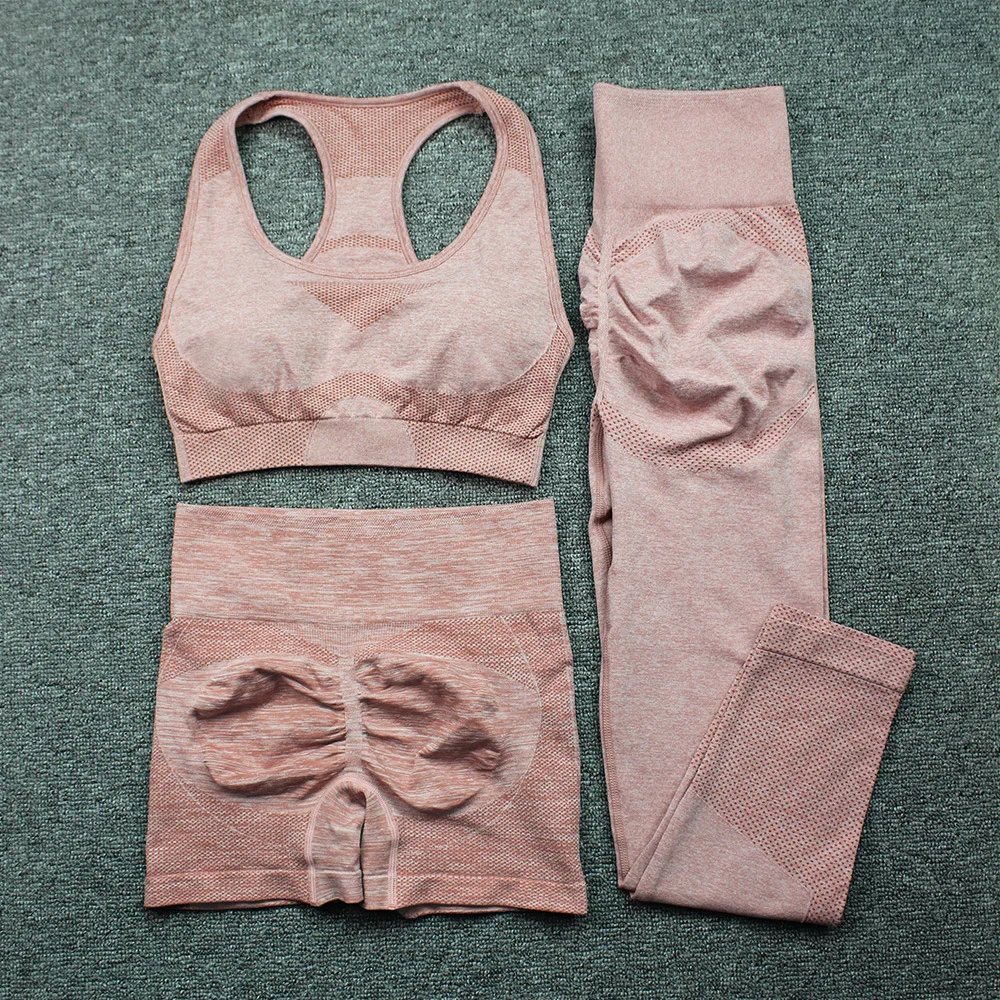 2/3PCS Seamless Yoga Set Women Leggings Women Tracksuit High Waist Outfit Sportswear Suit Fitness Workout Sport Set Gym Clothing