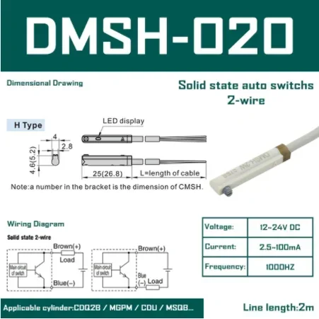 

1 шт. магнитный переключатель, герконовый датчик, автоматический переключатель CMSG CMSH CMSJ CMSE DMSG DMSH DMSE DMSJ, трехпроводной NPN PNP сигнал DMSG-NPN DMSG-PNP