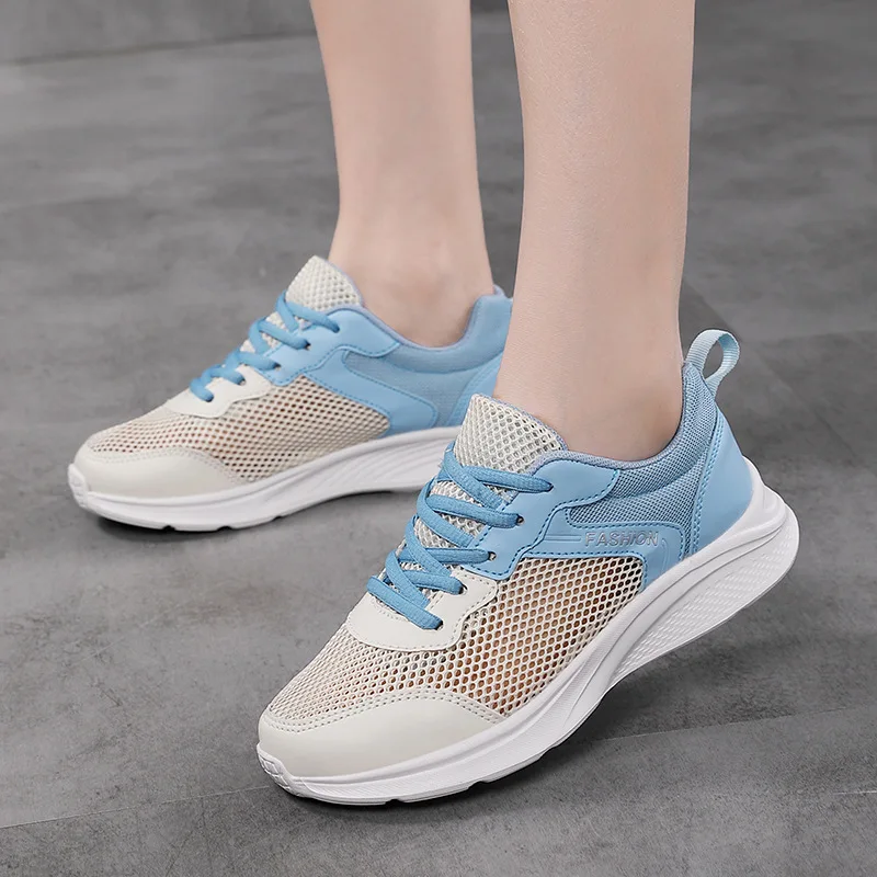 

2022 Summer New Korean Version Casual Sports Shoes Women's Lightweight Soft Bottom Hollow Breathable Student Vulcanized Shoes