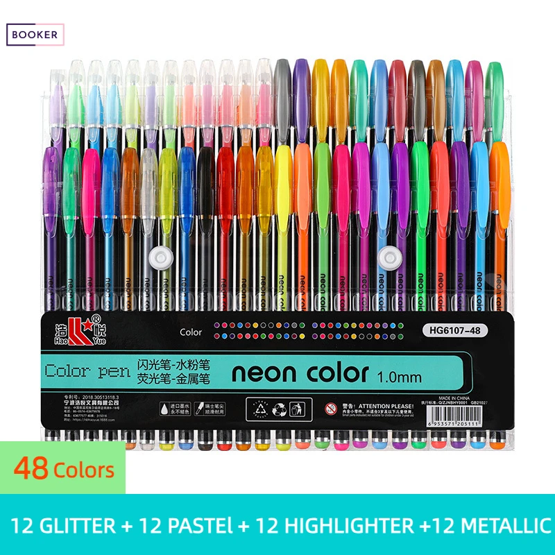 

Гелевые ручки с металлическим блеском, 24/48 шт.