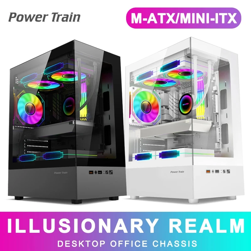 Чехол для компьютера Power Train Illusionary Realm M-ATX/Mini-ITX корпус настольных игр блок питания