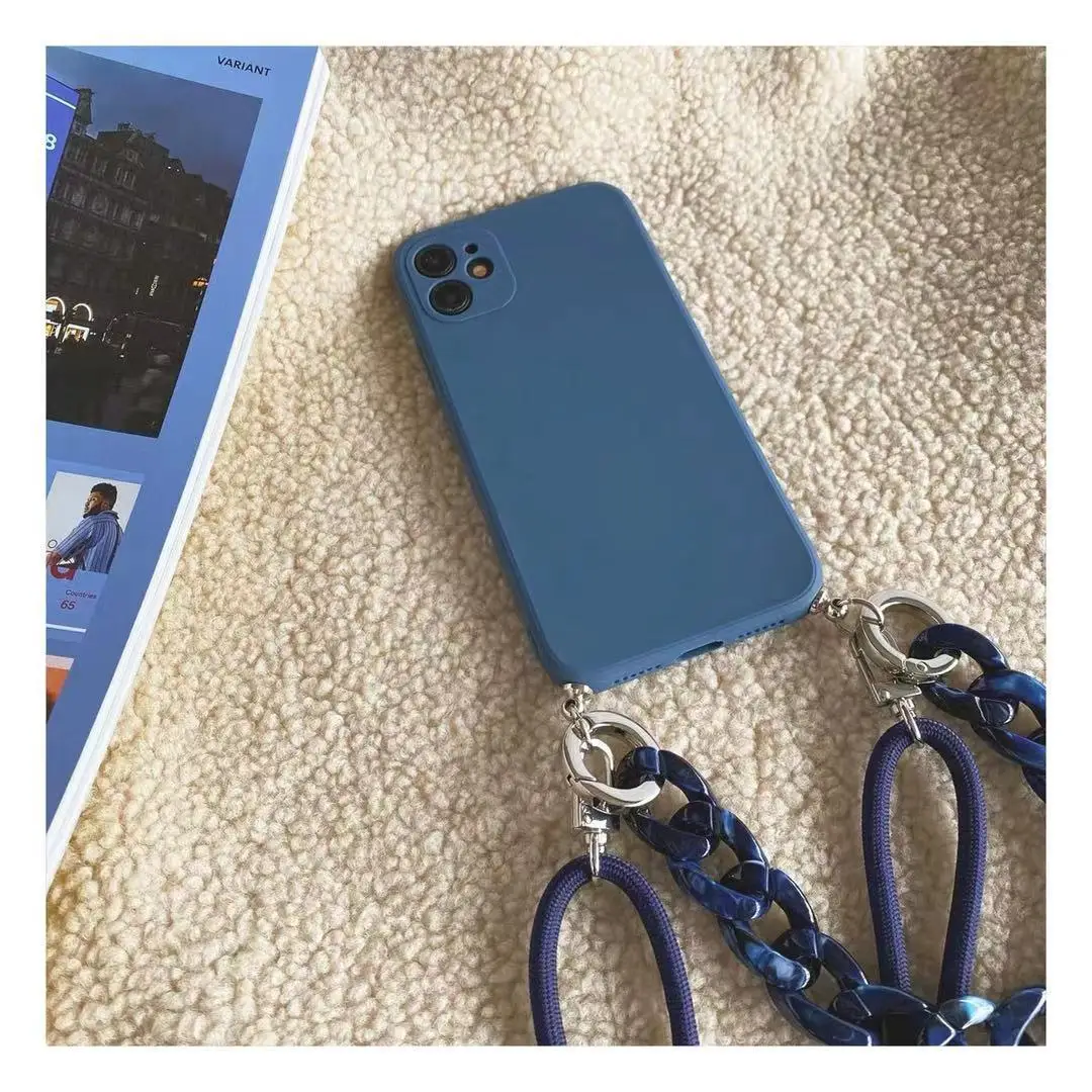 Crossbody Lanyard Necklace Marble chain silicone case For Samsung Galaxy S21 S20 ultra 5G S8 S10 S9 Plus S10 Lite Note 20 8 9 10