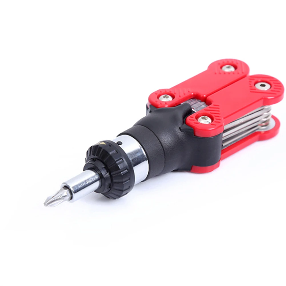 

15 In 1 Ratchet Screwdriver Ratchet Ratchet Handle S2 Set Silver+Black+Red Slotted Cross Screwdriver Folding Wrench