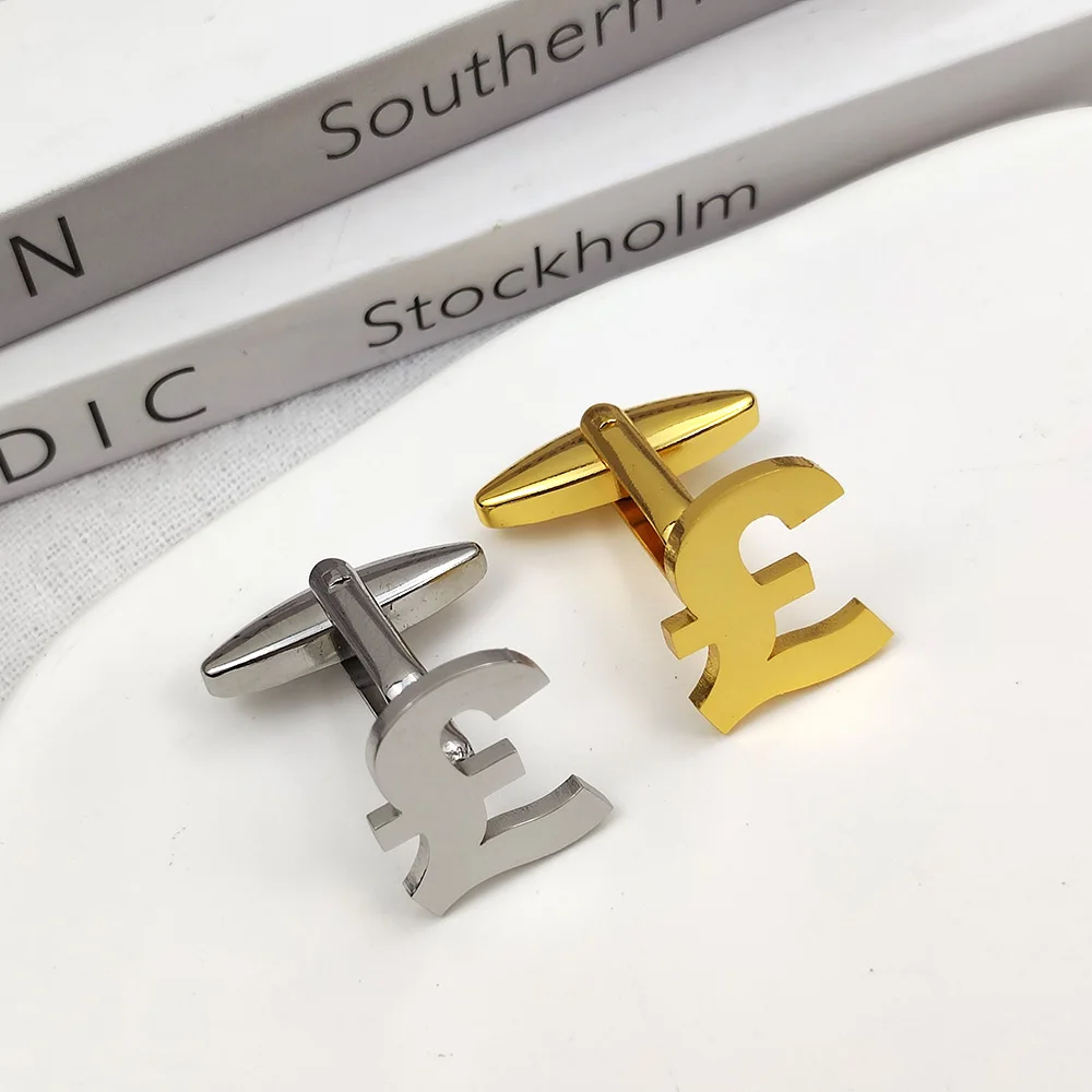 

French Shirt Men's Cufflinks Personality GBP Logo Fashion High-end Banquet Suit Accessories Stainless Steel Jewelry Wholesale