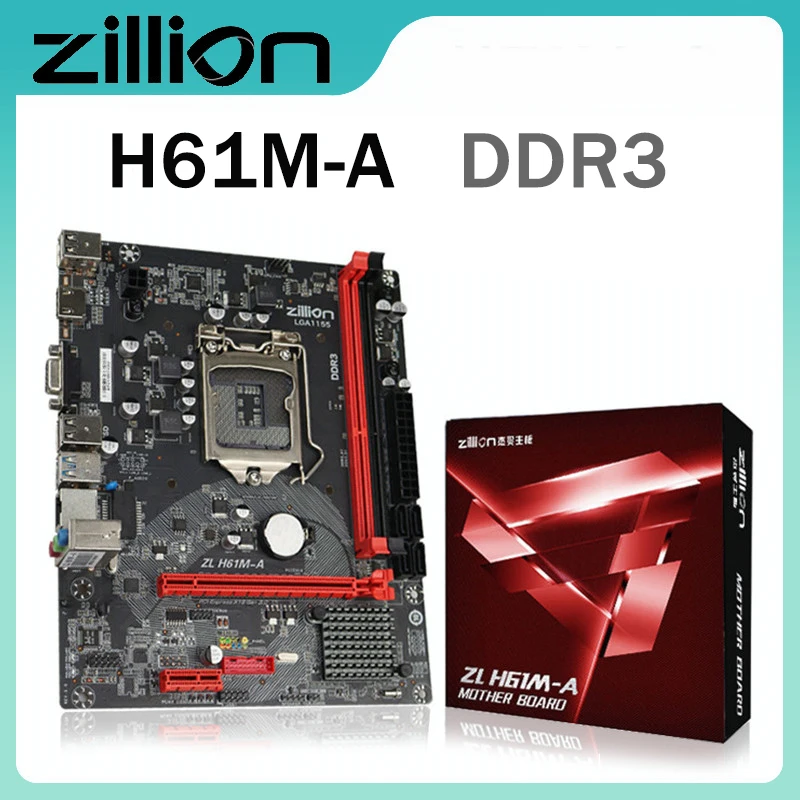 ZILLION H61 ATX Motherboard LGA 1155 Dual DDR3 Supports Intel core i3/i5/i7 CPU  Gen 2, 3 SATA2.0  PC Plate H61M Brand New