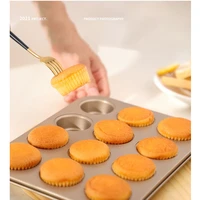12 even non stick cake mold round flat bottom muffin cup baking tray household oven baking mold cake tools