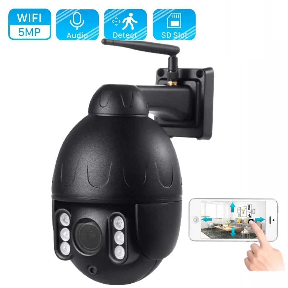 Outdoor PTZ IP Camera Wifi 5MP Two Way Audio Auto Cruise 5X Zoom 1080P IR Network CCTV Surveillance Camera Motion Detect Alarm