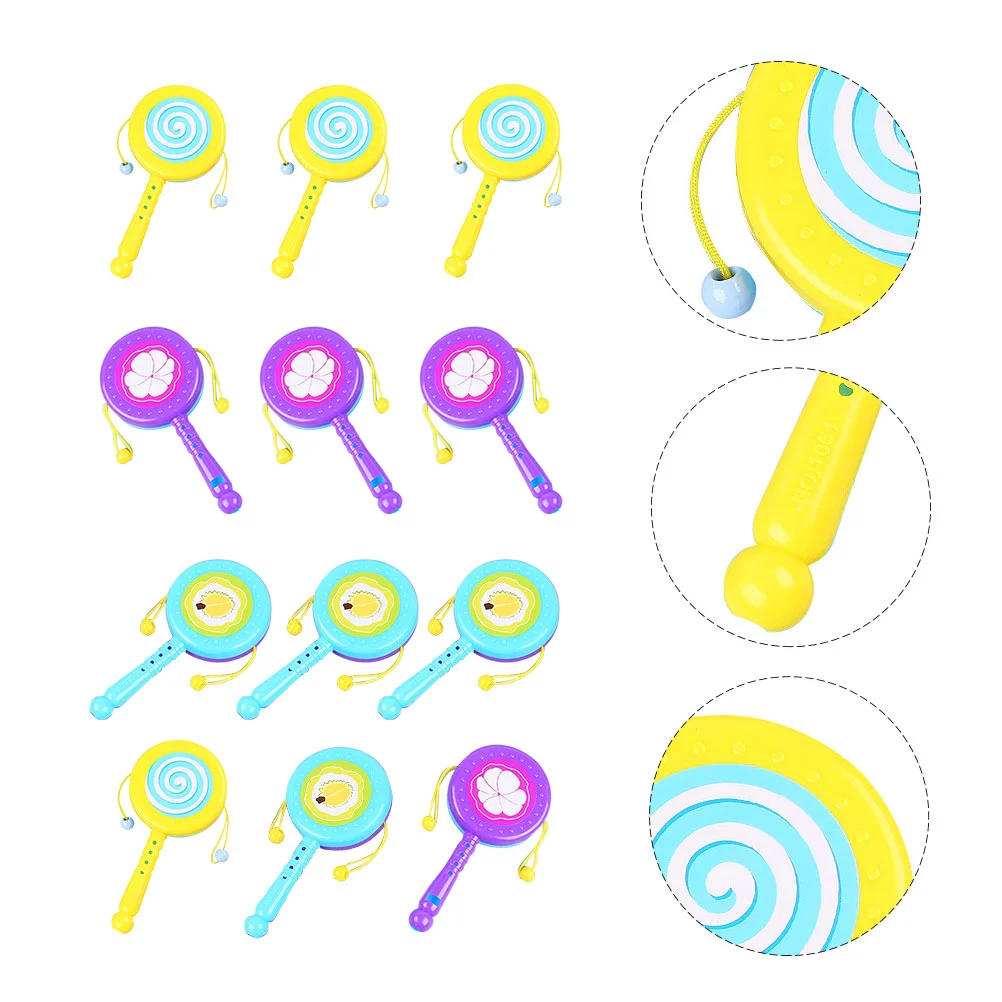 

12pcs Rattle Drums Rattle Toys Early Education Toys Hand Rattles Lovely Rattle Drums For Kids Home Baby Child
