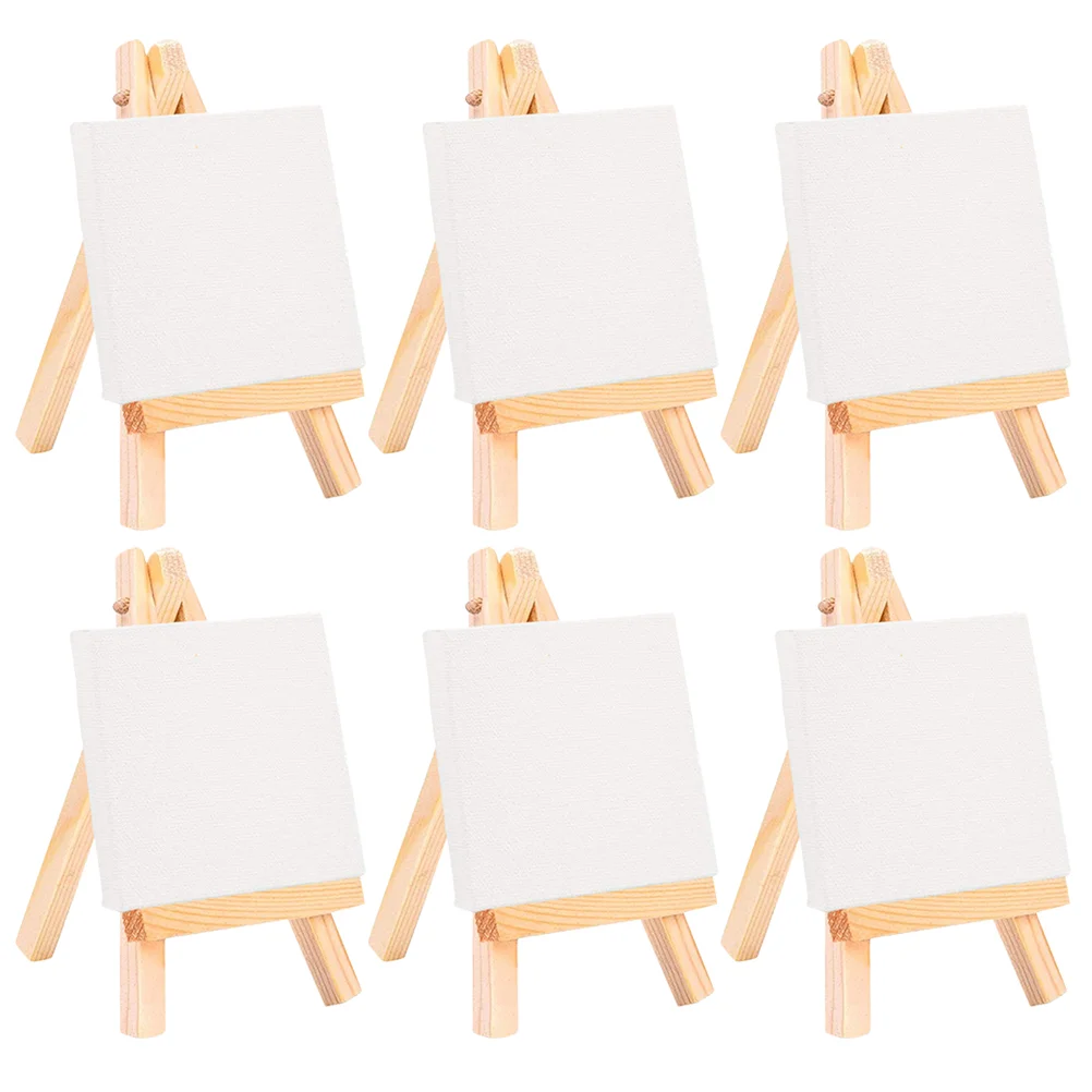 

6 Sets Easel Mini Canvas DIY Accessories Wooden Stand Child Adorable Painting Frame