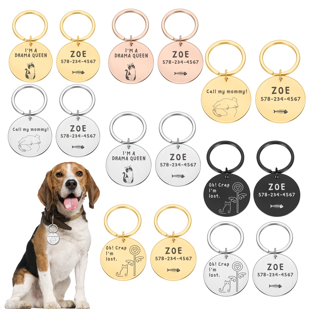

Индивидуальные идентификационные бирки для домашних животных, кошек, собак, идентификационная бирка с гравировкой имени для кошки, щенка, с...