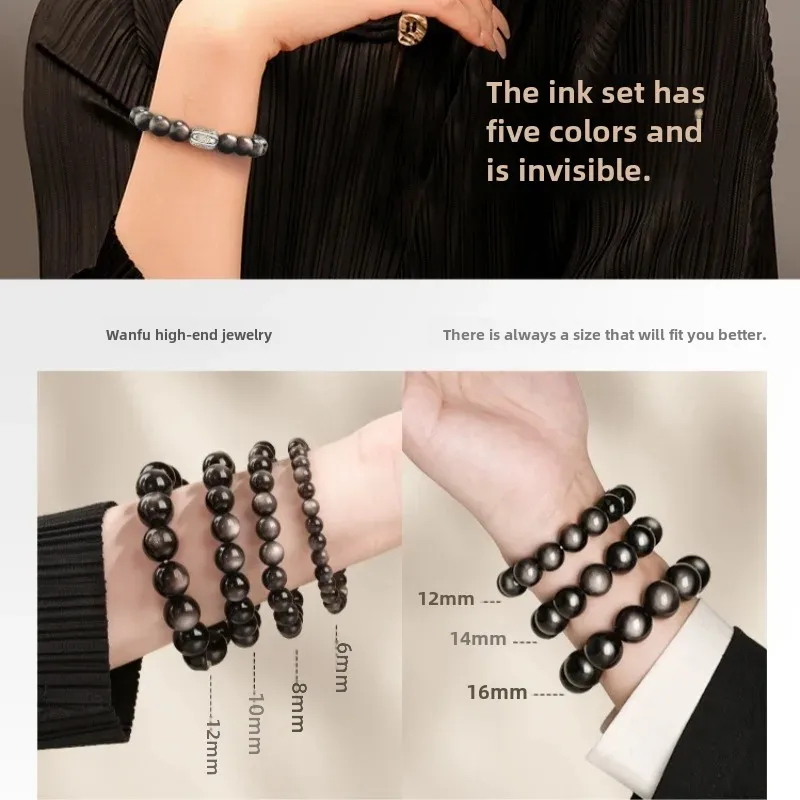 Натуральный серебряный нефритовый браслет черный камень Орфея хрустальный