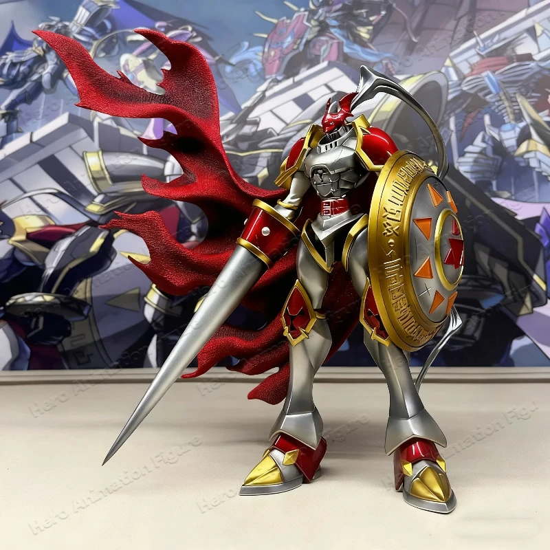 Фото Фигурка Digimon Gallantmon 40 см, рыцарь, из ПВХ, изысканная статуэтка с плащом, коллекционная аниме-модель, игрушка, украшение для стола, подарок для мальчика №2