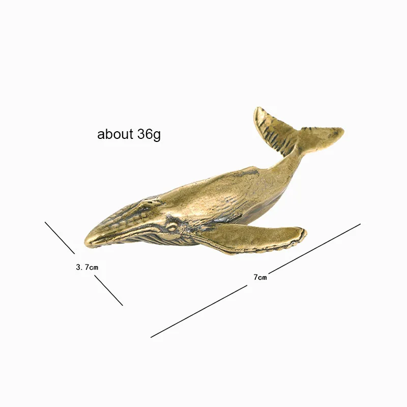 Solid Brass Whale Figurines Vintage Sea Animal Small Statue Desktop Ornaments Office Decorations Crafts Accessories Child Gifts images - 6
