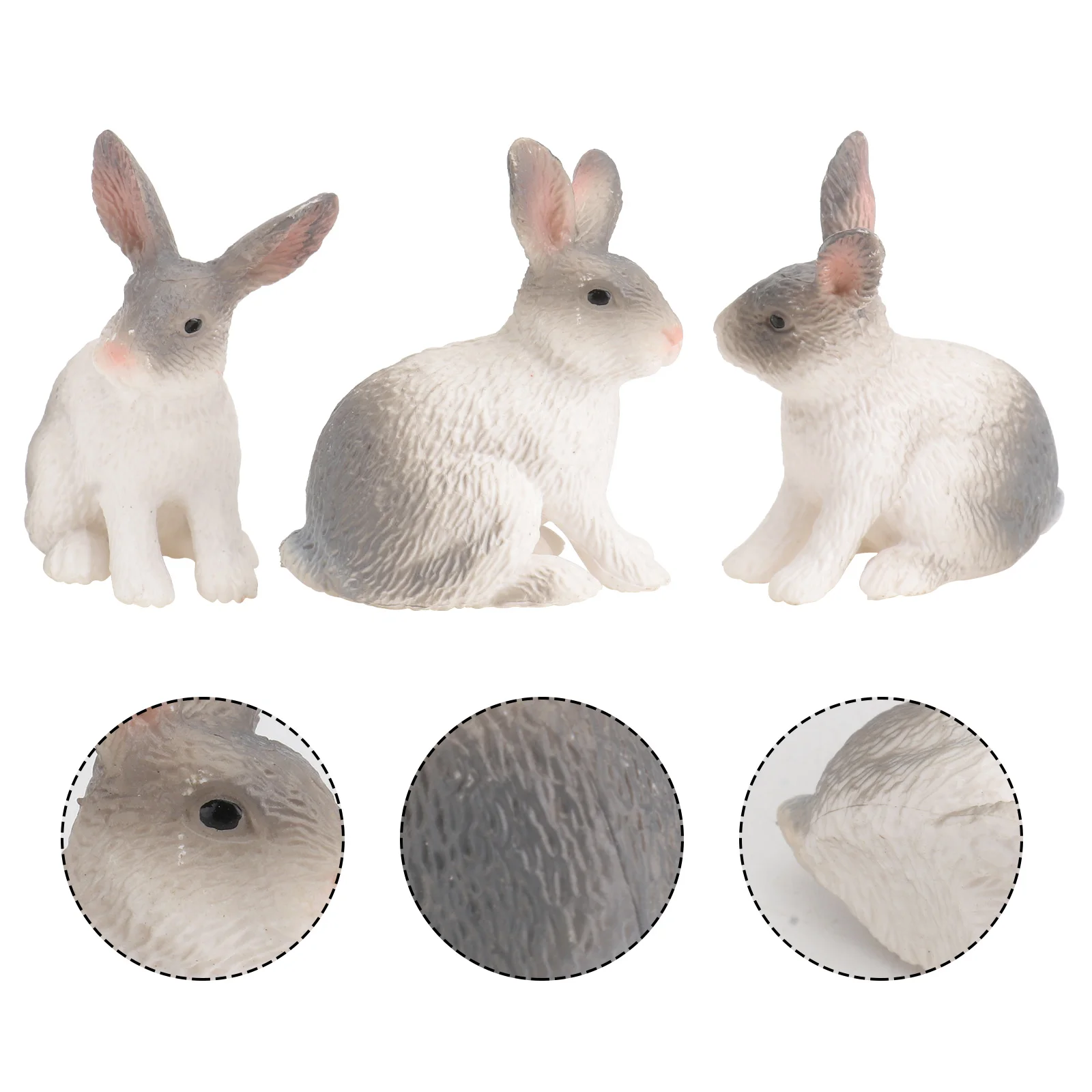 

3 Pcs Rabbit Decorative Ornaments Sea Animal Cognition Toys Cognitive Props Decorate Early Education Model Children Figurine