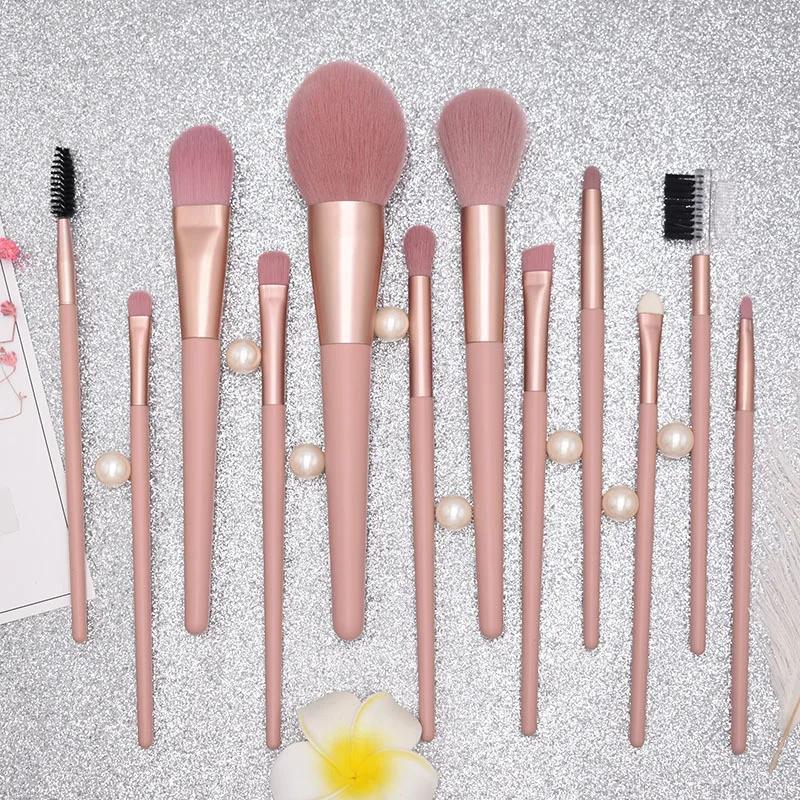 

Набор кистей для макияжа 12 шт., розовый для женщин тени-консилер, тени для век, рассыпчатая пудра, румяна для ресниц, гибридный Профессиональ...