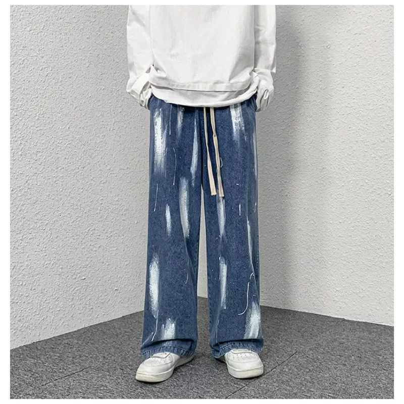 

Мужские прямые джинсовые брюки, с принтом, в стиле хип-хоп